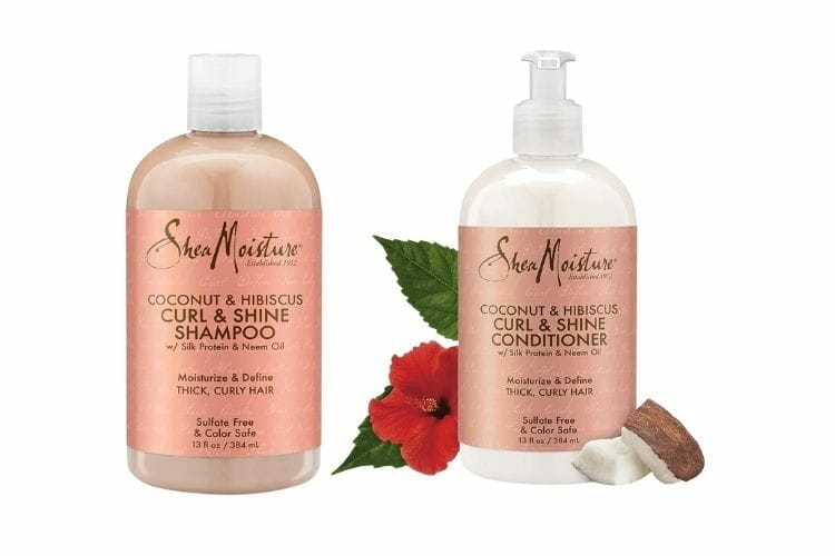 Shea Moisture Coconut & Hibiscus Curl & Shine Shampoo and Conditioner Set for permed hair