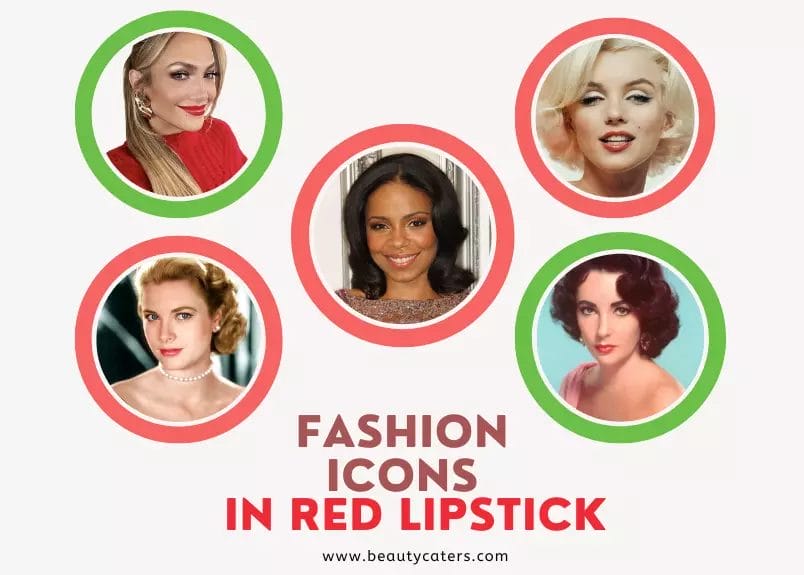 Celebrities' in red lipstick